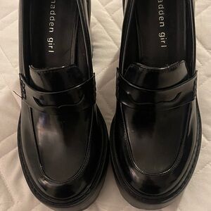 Madden Girl Glossy Black Loafers